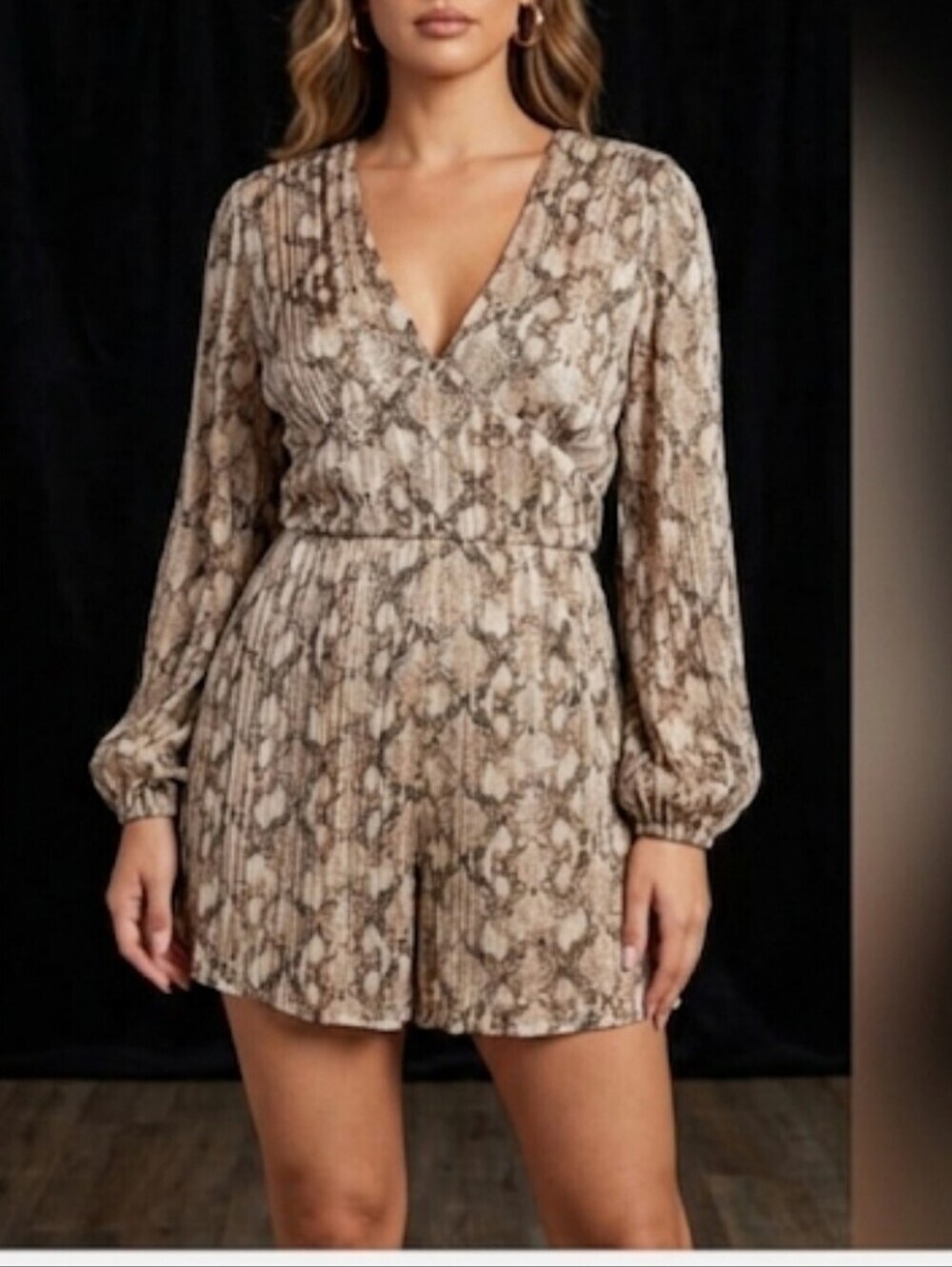 TCEC Brown Snake Print Long Sleeve Dress